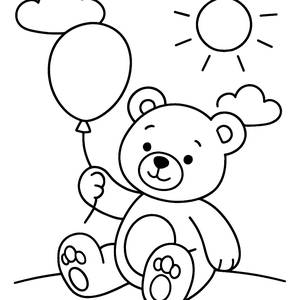 Versmalvorlage eines Verspielten Teddybären