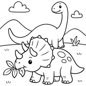 Pagina da Colorare del Triceratopo Giocoso – Divertiti con i Dinosauri!