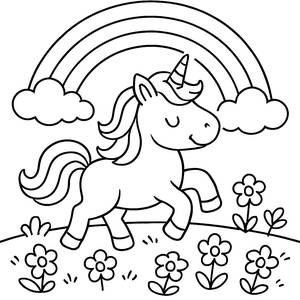 Playful Unicorn Coloring Page