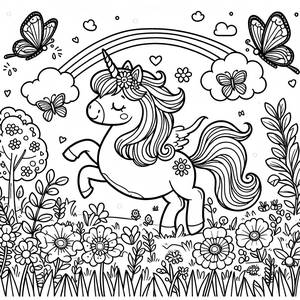 Playful Unicorn Coloring Page