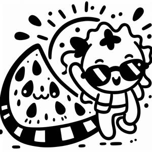 Pagina da Colorare di una Fetta di Anguria Giocosa