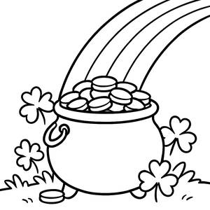 Pagina da Colorare: Un Vaso d'Oro alla Fine dell'Arcobaleno!