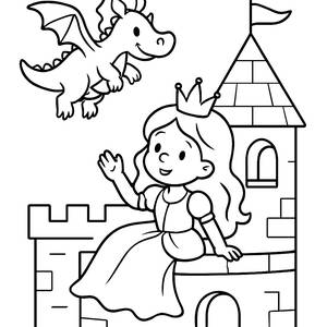 Página para Colorear de la Princesa en el Balcón del Castillo