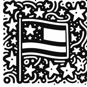Printable Country Flag Coloring Page with Doodle Stars