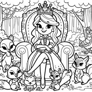 Pagina da Colorare della Regina sul Suo Trono