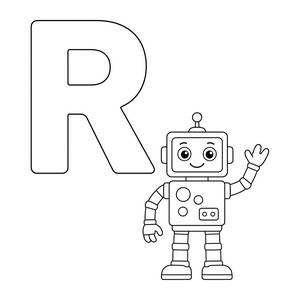 Letra R de robô: desenho para colorir