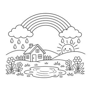 Rainbow after the Rain Coloring Page