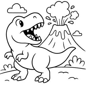 Page à Colorier de T-Rex Rugissant