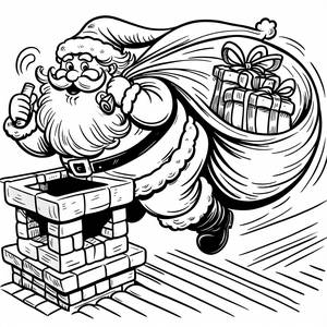 Раскраска Деда Мороза, Скользящего по Трубe