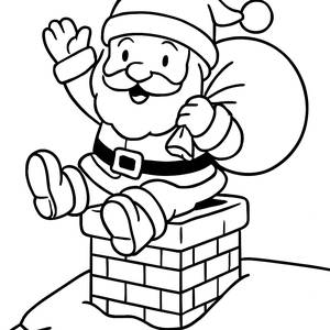 Malvorlage: Weihnachtsmann Rutscht in den Kamin