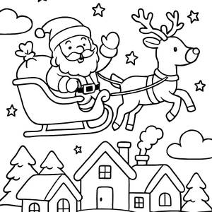 Malvorlage: Der Schlittenabenteuer von Santa