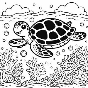 Page à Colorier de Tortue de Mer