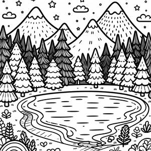 Serene Lake Coloring Page