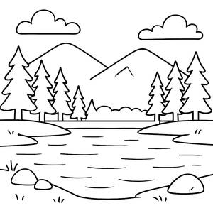 Ausmalbild vom Ruhigen See