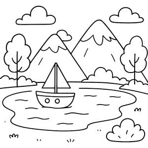 Página para Colorear del Lago Sereno