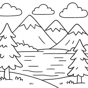 Serene Lake Coloring Page