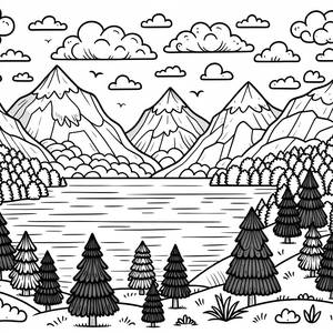 Serene Lake Coloring Page