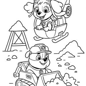 ¡Skye Vuela y Rubble Excava - Página para Colorear Gratis!