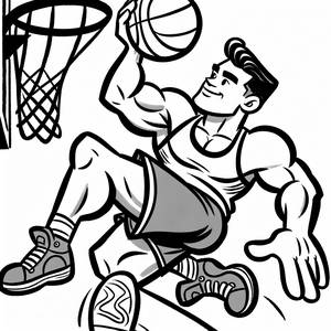 Slam Dunk Basketball Player Coloring Page