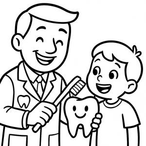 Sorriso Splendente: Pagina da Colorare del Dentista