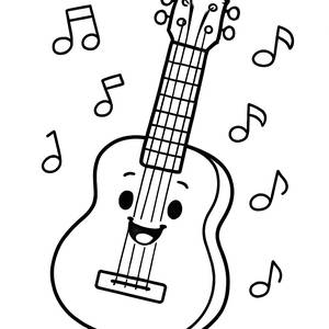 Lächelnde Gitarre Ausmalbild