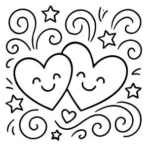 Smiling Hearts Coloring Page