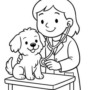 Smiling Veterinarian Coloring Page