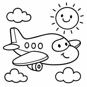 Página para Colorir Avião Voando