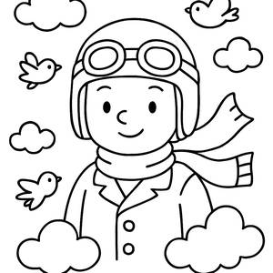 Soaring High: Pilot Coloring Page