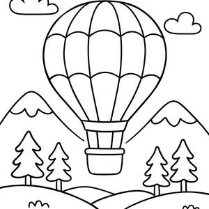 Pagina da Colorare con un Pallone Aerostatico in Volo