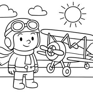 Malvorlage: Pilot in den Wolken
