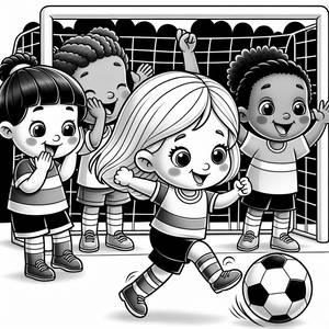 Soccer Goal Scoring Coloring Page