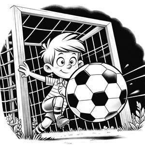 Soccer Player Kicking a Goal - Free Coloring Page