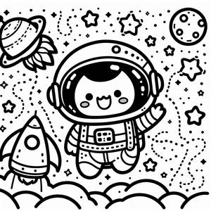 Space Adventure Coloring Page: Astronaut in Orbit