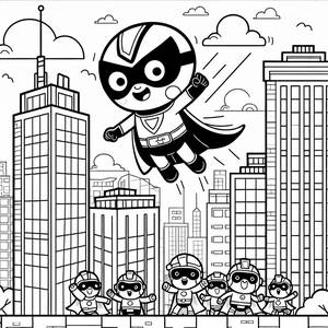 Page à Colorier Spider-Man : Balancement entre les Bâtiments avec les Amis Spidey !