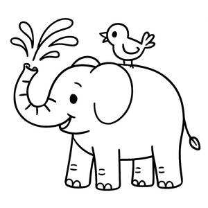 Splashing Elephant Coloring Page
