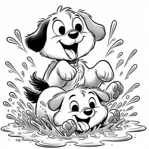 Divertimento Schiumoso: Pagina da Colorare di Bluey e Bingo