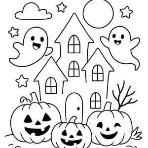 Spooky Haunted House Coloring Page