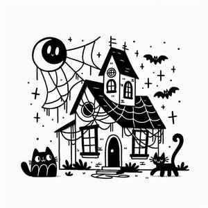 Page à Colorier Maison Hantée Effrayante