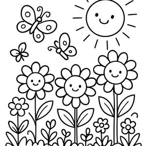 Pagina da Colorare Giardino Primaverile