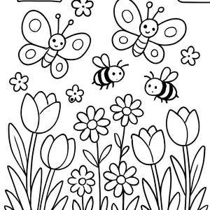 Pagina da Colorare del Giardino Fiorito di Primavera