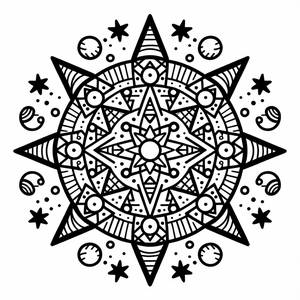 Pagina da Colorare Mandala Stella
