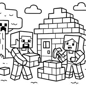Página para Colorir da Casa Aconchegante de Steve e Alex