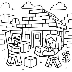 Steve and Alex's Cozy House Coloring Page
