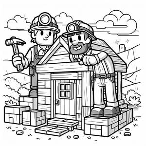 Page à Colorier de la Maison Confortable de Minecraft de Steve et Alex