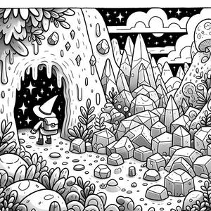 Página para Colorear: La Aventura de Steve en la Cueva