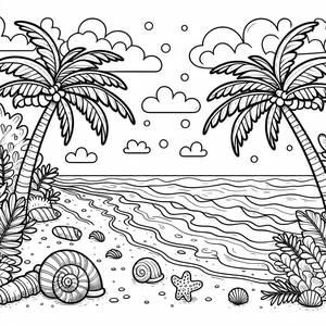 Sonniger Strand Malvorlage