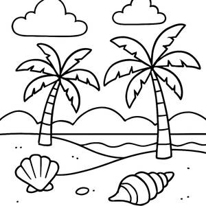 Sonniger Strand Ausmalbild