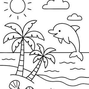 Pagina da Colorare Spiaggia Soleggiata