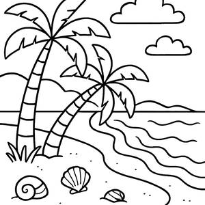 Sunny Beach Coloring Page